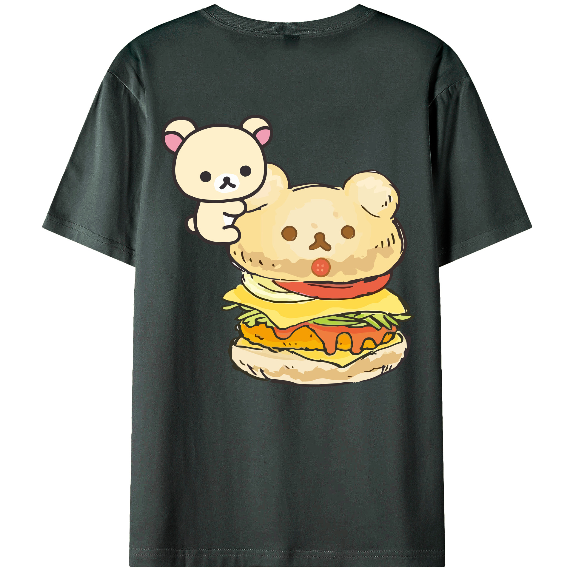 （画像用） リラックマ リラックマ キイロイトリ Rilakkuma Korilakkuma Kiiroitori 綿100％ メンズ半袖Tシャツ（バックプリント） 通気性